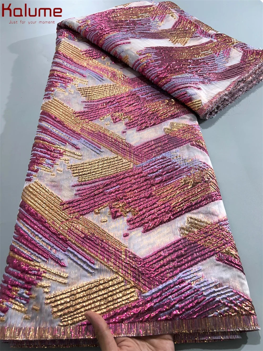 Kalume African Gilding Lace Fabric Jacquard For Party Dress