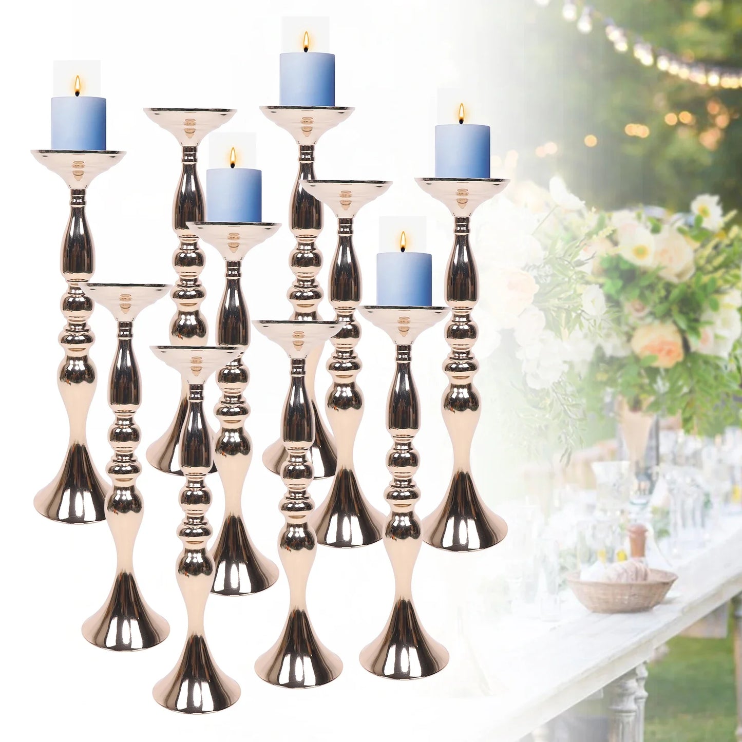 Gold Wedding Candlestick Flower Stand Rack by NoEnName