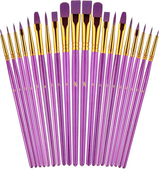 20 Professional Paint Brushes for Oil Watercolor and Acrylic Art