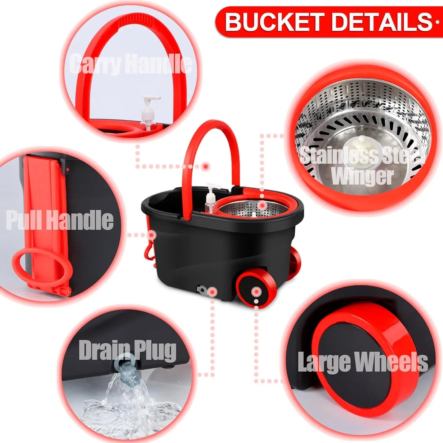 CN 360 Degree Spin Mop Bucket Set with Adjustable Handle