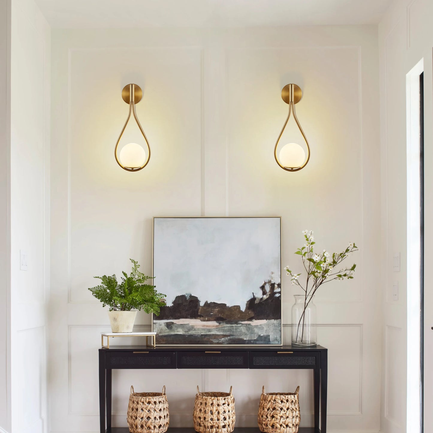 ARLGSITE Modern Wall Lamp With Frosted Glass Ball Pair