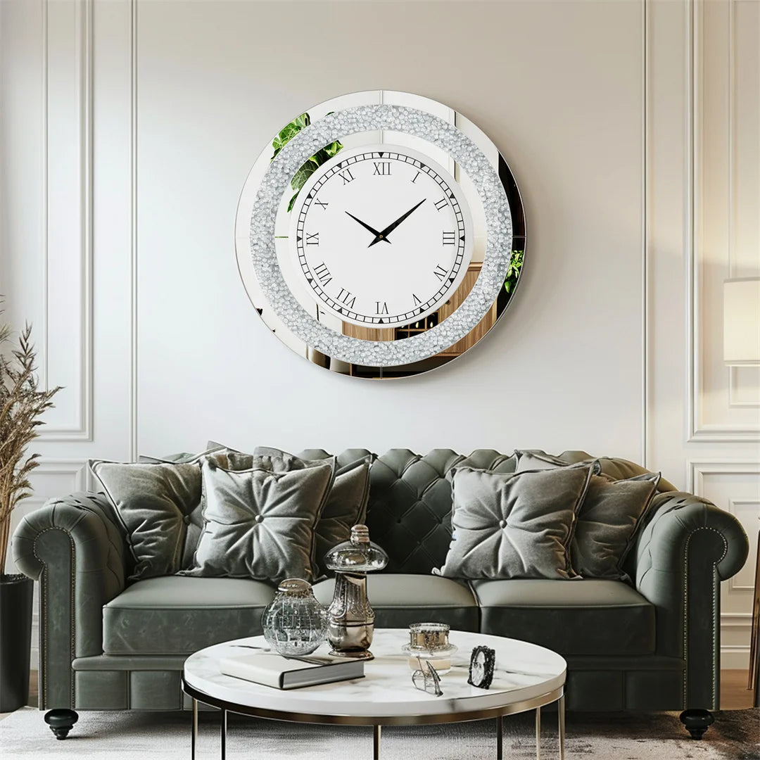 LUVODI Modern 3D Diamond Crystal Wall Clock For Living Room