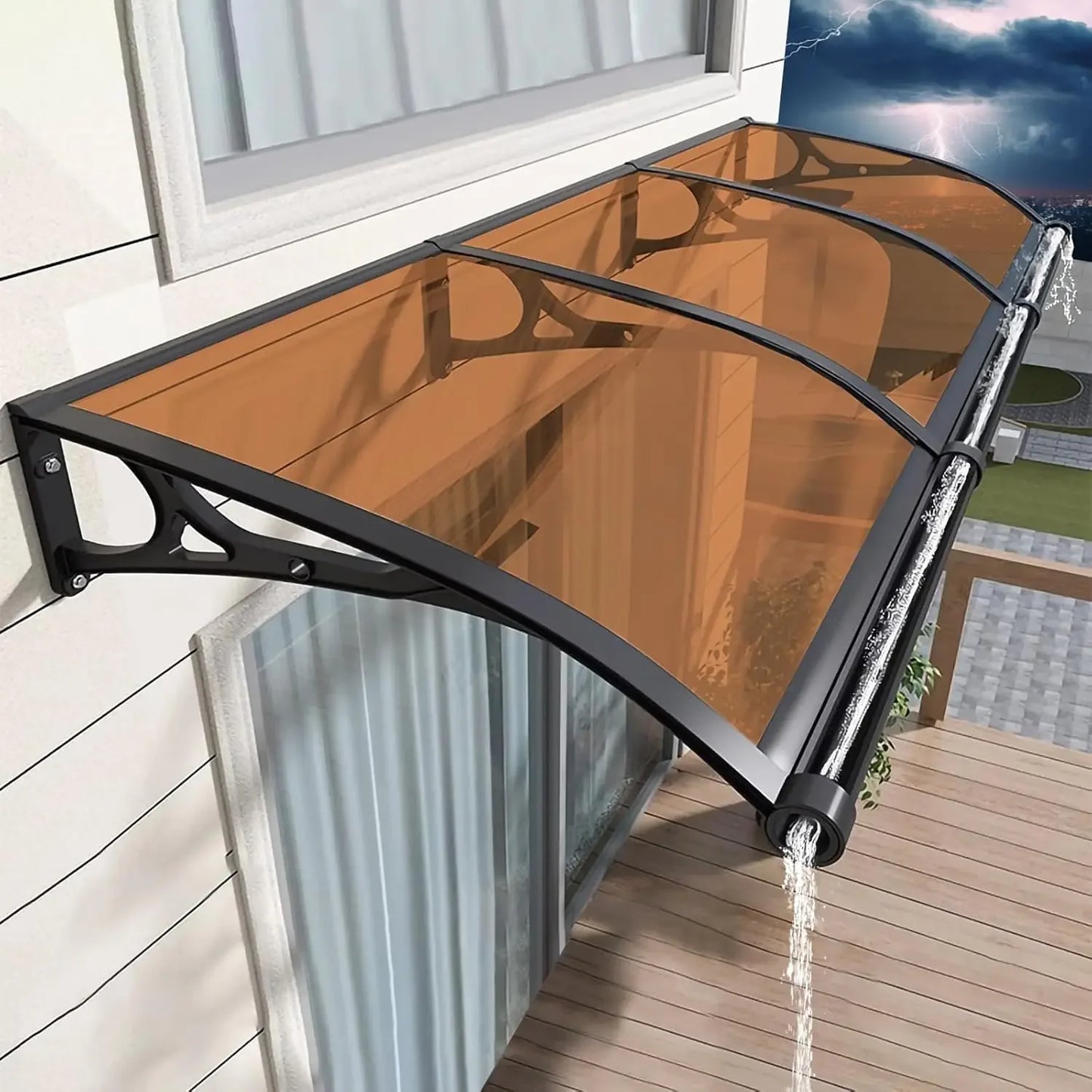 Premium Polycarbonate Door Awning for UV Rain and Snow Protection