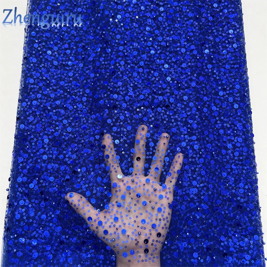 High Quality Silver Sequins Tulle Lace Fabric for Bridal Wear
