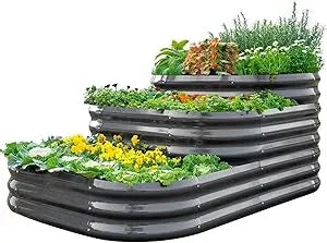 Quictent Galvanized Tiered Raised Garden Bed Kit for Outdoor Plants