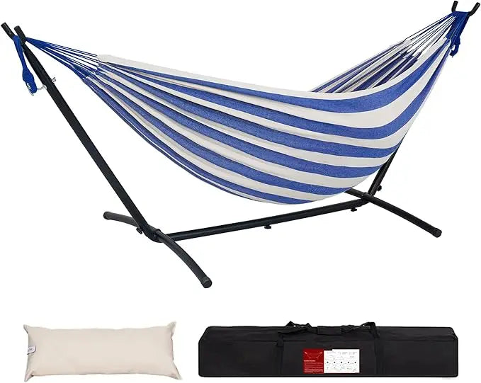 Double Hammock with Space Saving Stand and Carrying Case
