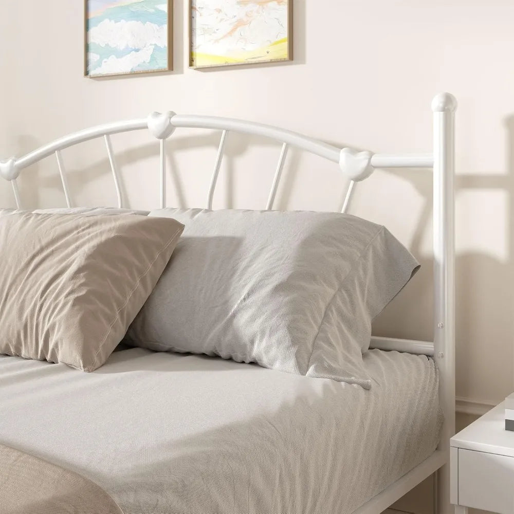 Angduo Metal Bed Frame with Heart Shaped Headboard Plus