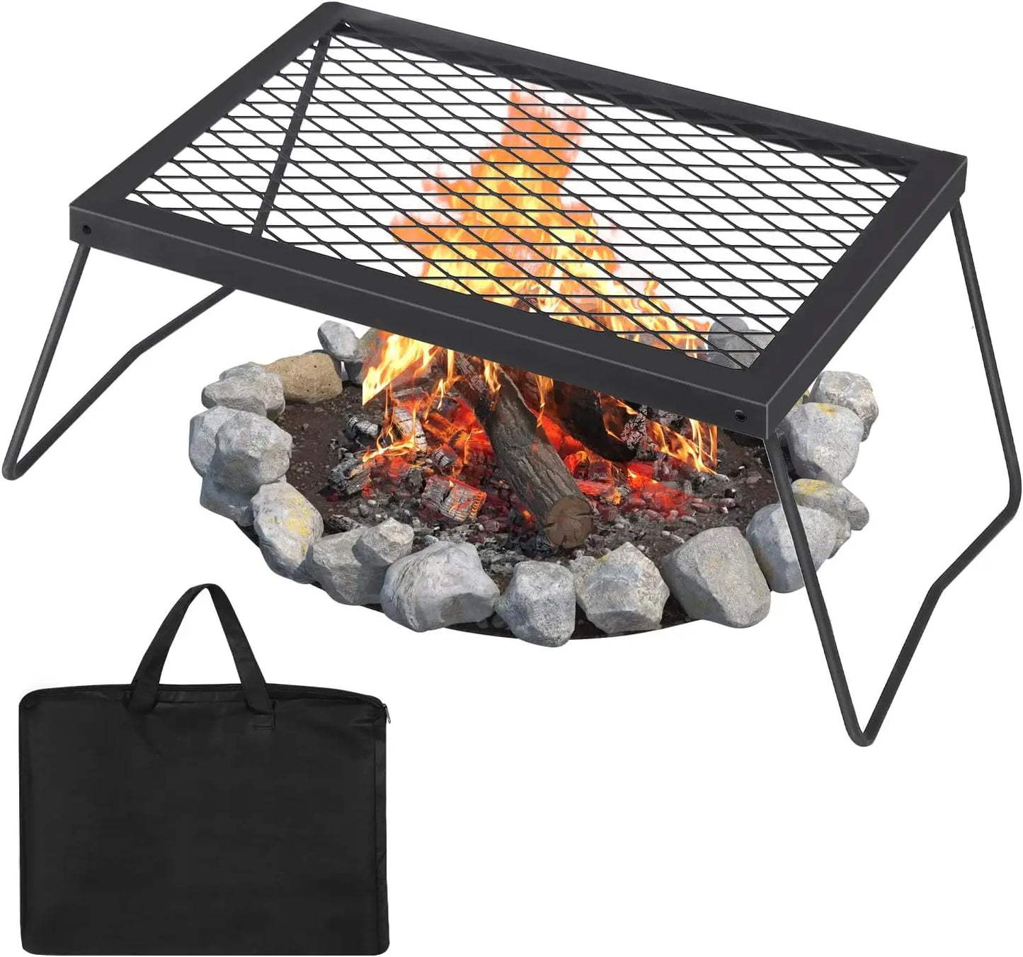 HiMISS Folding Campfire Grill Heavy Duty Steel Mesh Grate