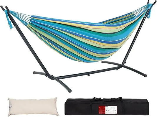 Double Hammock with Space Saving Stand and Carrying Case