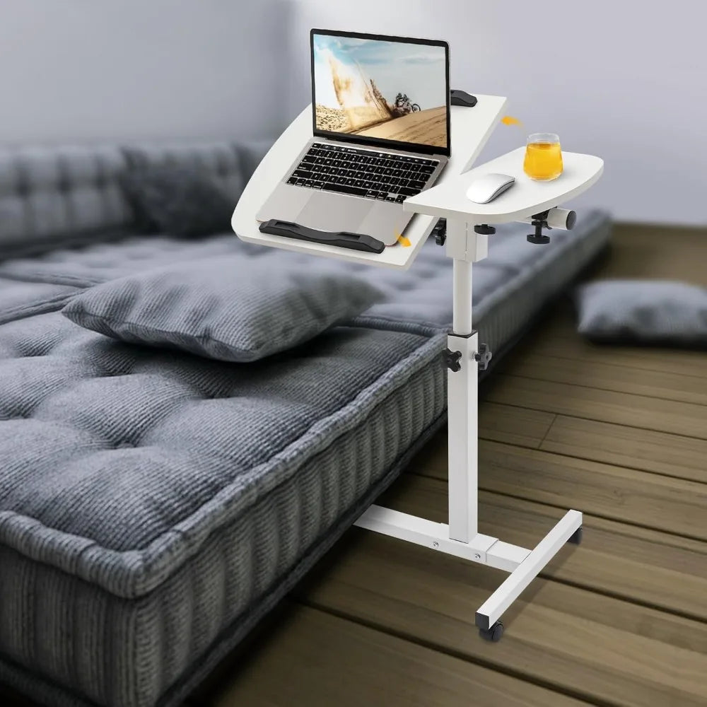 Adjustable Rolling Laptop Table with Wheels Portable Standing Desk