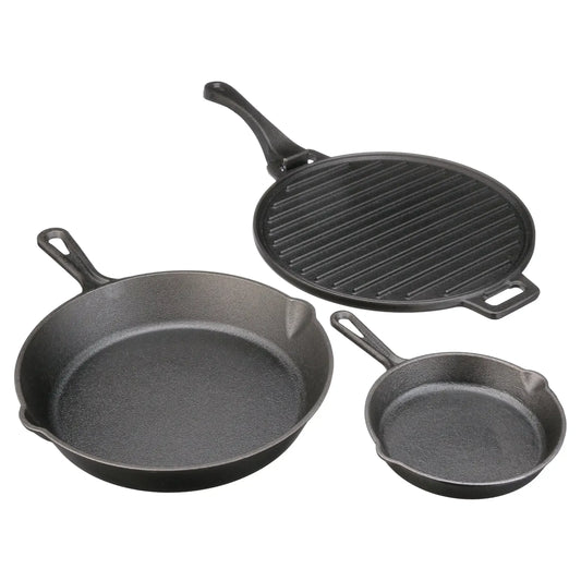 Hign-concerned Cast Iron 4 Piece Skillet Set With Griddle