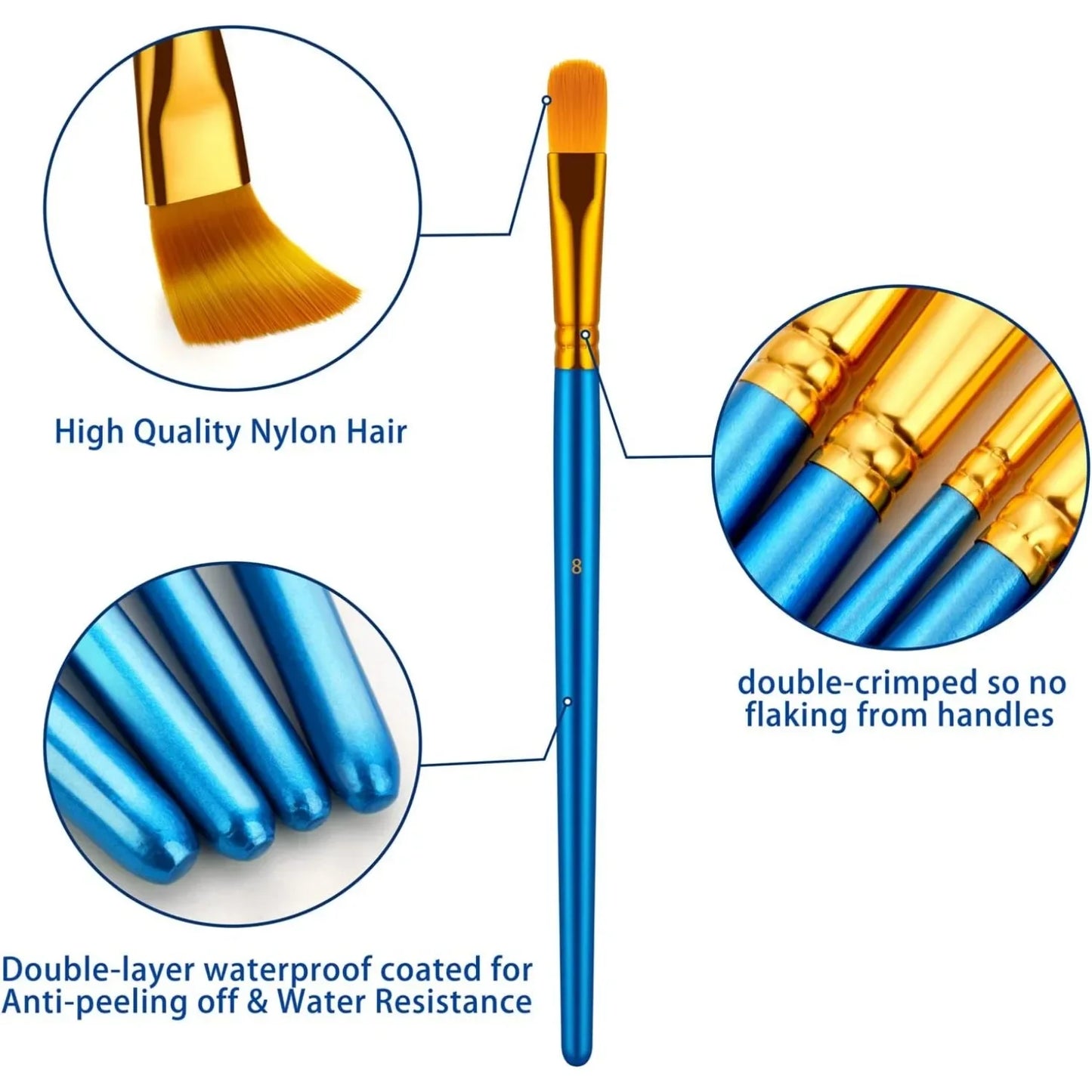 20 Professional Paint Brushes for Oil Watercolor and Acrylic Art