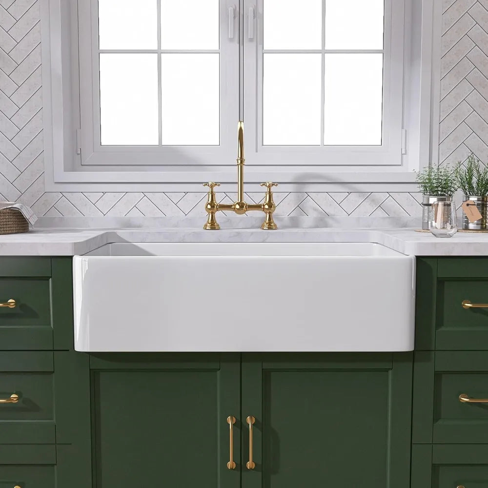 Fireclay Farmhouse Apron Front Sink Undermount Single Bowl