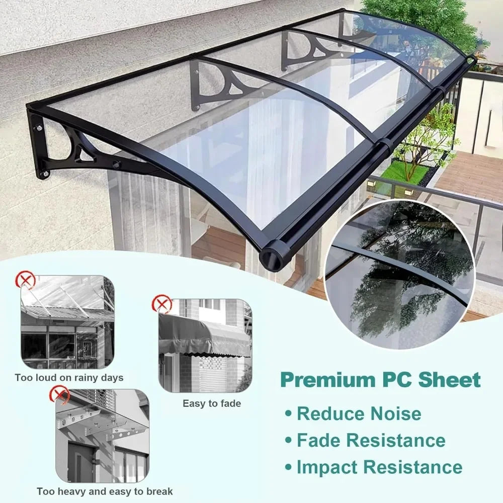 Premium Polycarbonate Door Awning for UV Rain and Snow Protection