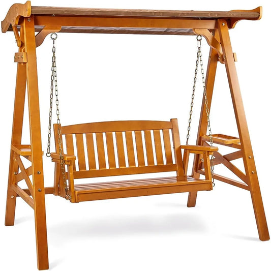 DAFIFY Porch Swing With Stand Canopy Waterproof Patio