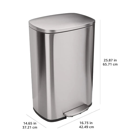 Smudge Resistant Stainless Steel Trash Can With Soft-Close Pedal