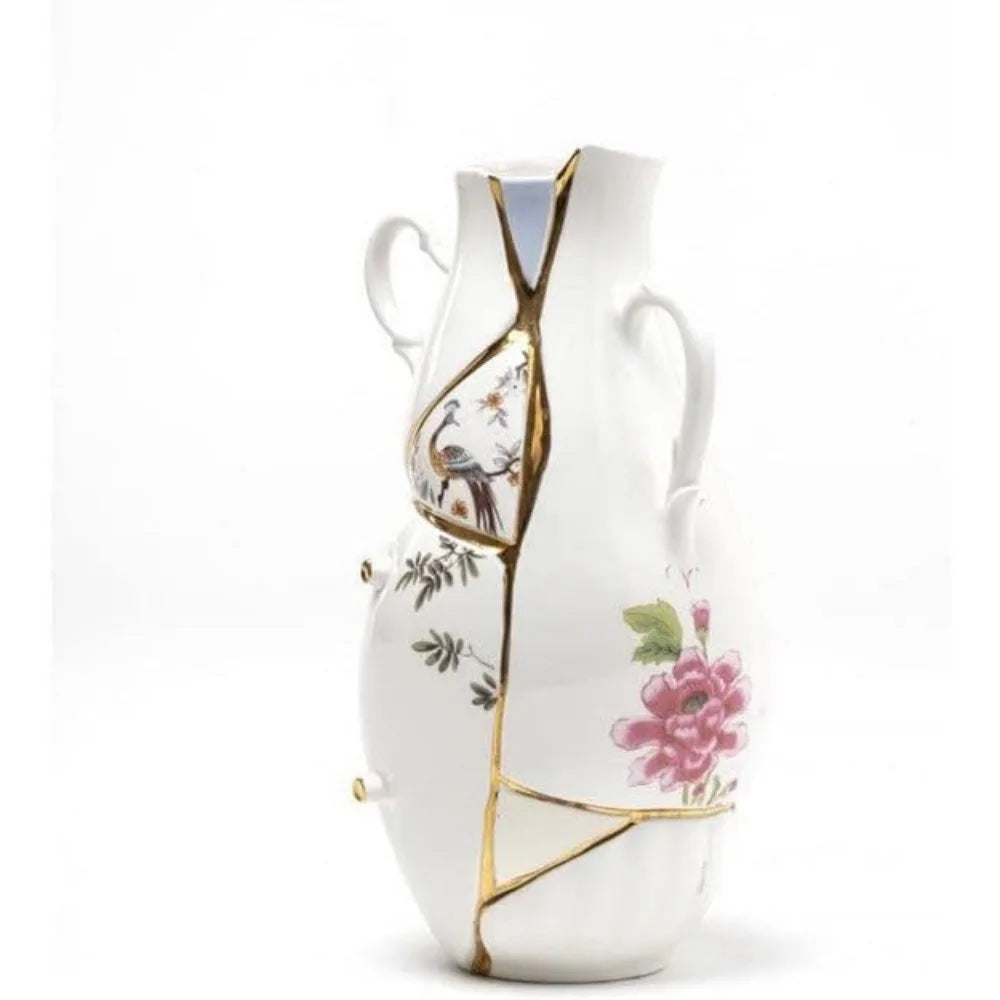 Kintsugi Porcelain Vase 13 Inch Modern Decorative Piece