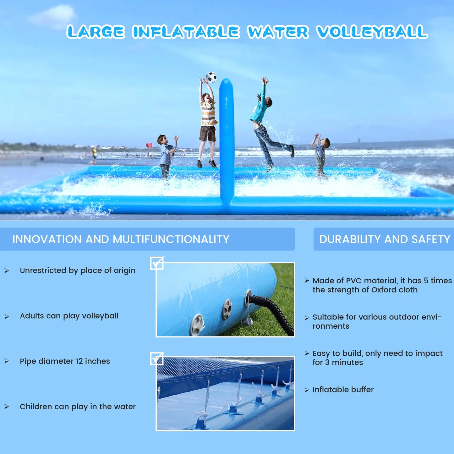 King Inflatable Outdoor Volleyball Court With 800W Blower