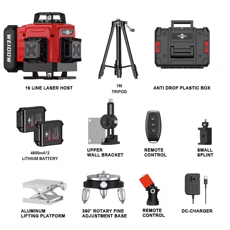 WEIDDW 4D 16 Lines Laser Level With Tripod Leveling 360