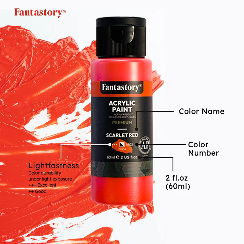 Fantastory 28 Color Acrylic Paint Set With 12 Brushes