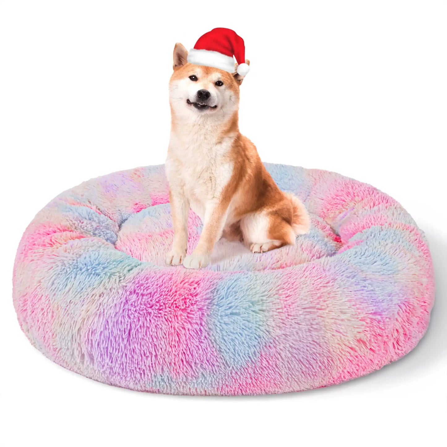XMSJH Calming Donut Dog Bed Anti Anxiety Plush Cozy