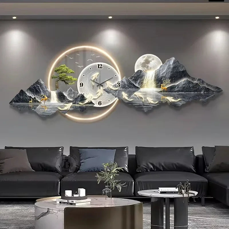 Design Luxury LED Wall Clock Nordic Minimalist Silent Decor