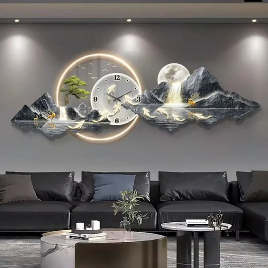 Design Luxury LED Wall Clock Nordic Minimalist Silent Decor