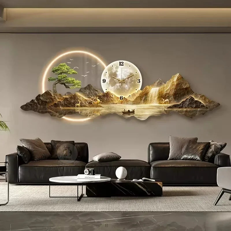 Design Luxury LED Wall Clock Nordic Minimalist Silent Decor