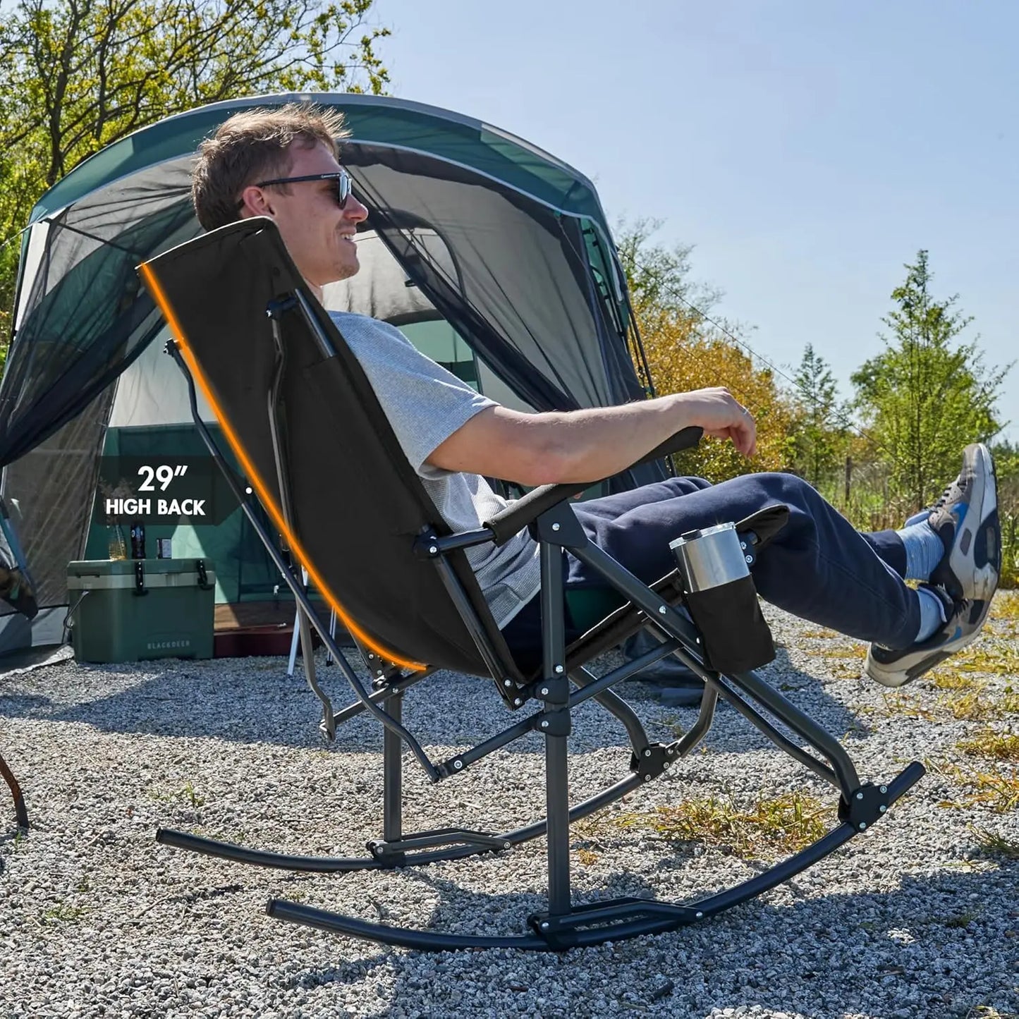 XMSJ Oversized Folding Rocking Chair Portable Outdoor Rocker