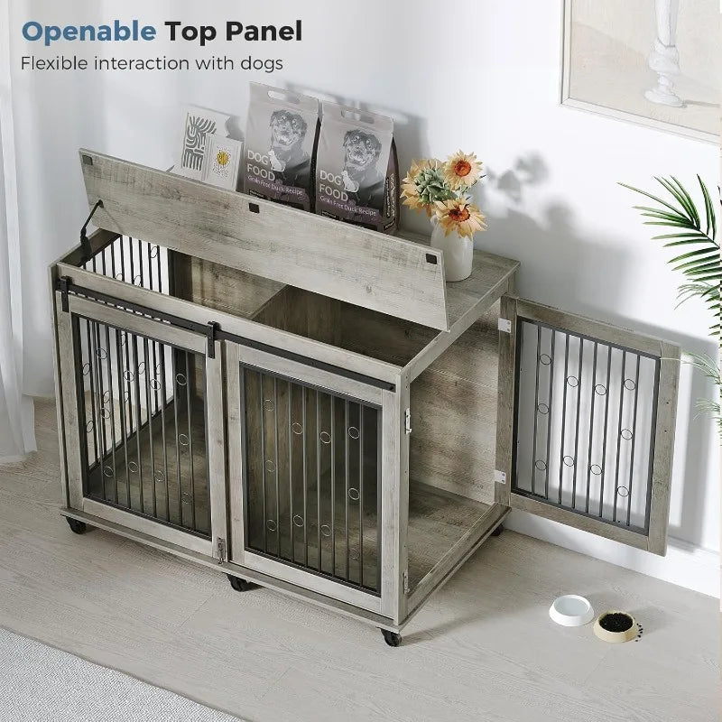 Hign-concerned Dog Crate Furniture With Divider For Dogs