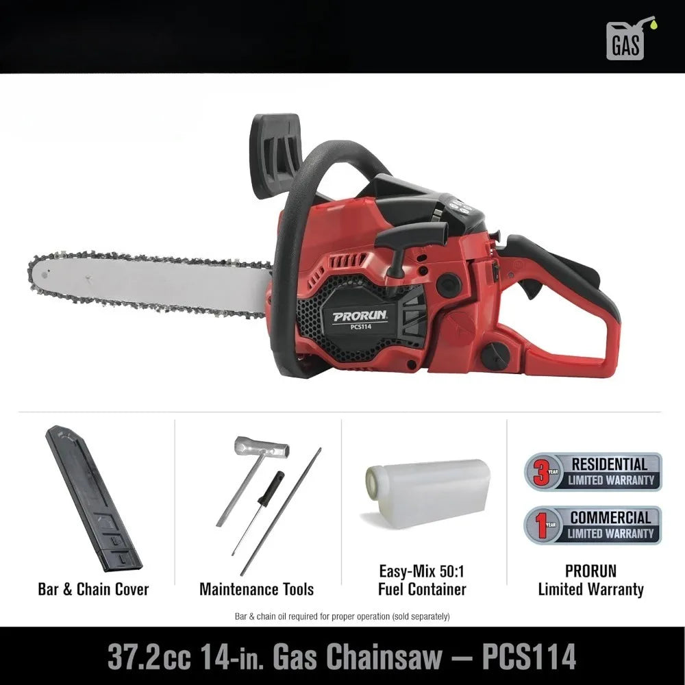 37.2cc 14 Inch Gas Powered Chainsaw with Telescopic Handle
