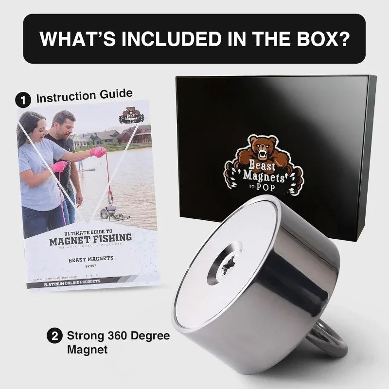 360 Degree Fishing Magnet 2000lb Strong Heavy Duty