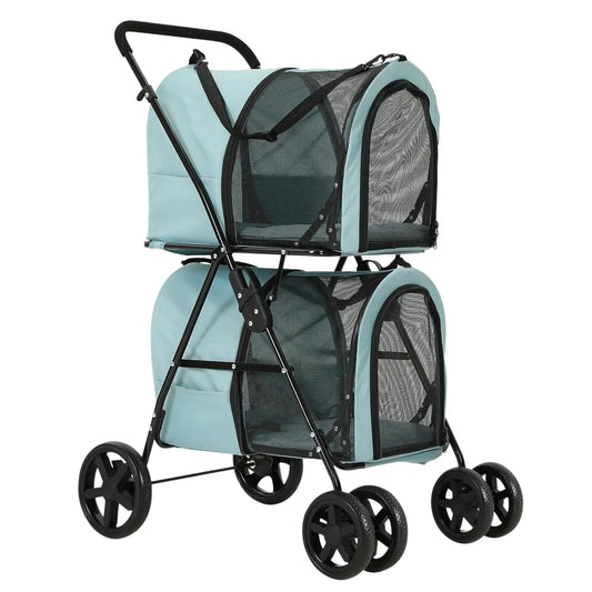 4 in 1 Double Pet Stroller for Dogs and Cats with Detachable Carriers