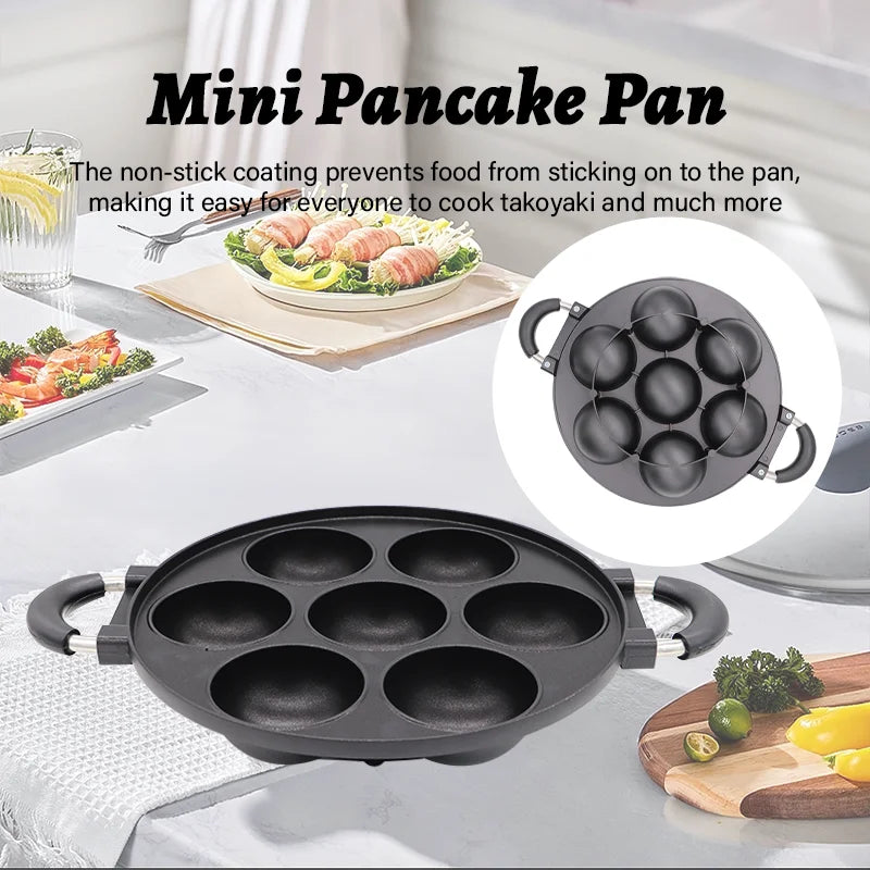 Cast Iron 7 Hole Omelette Pan Nonstick Cookware Kitchen