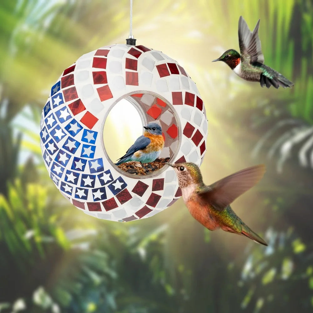 XMSJ Hanging Glass Bird Feeder Premium Tempered Glass