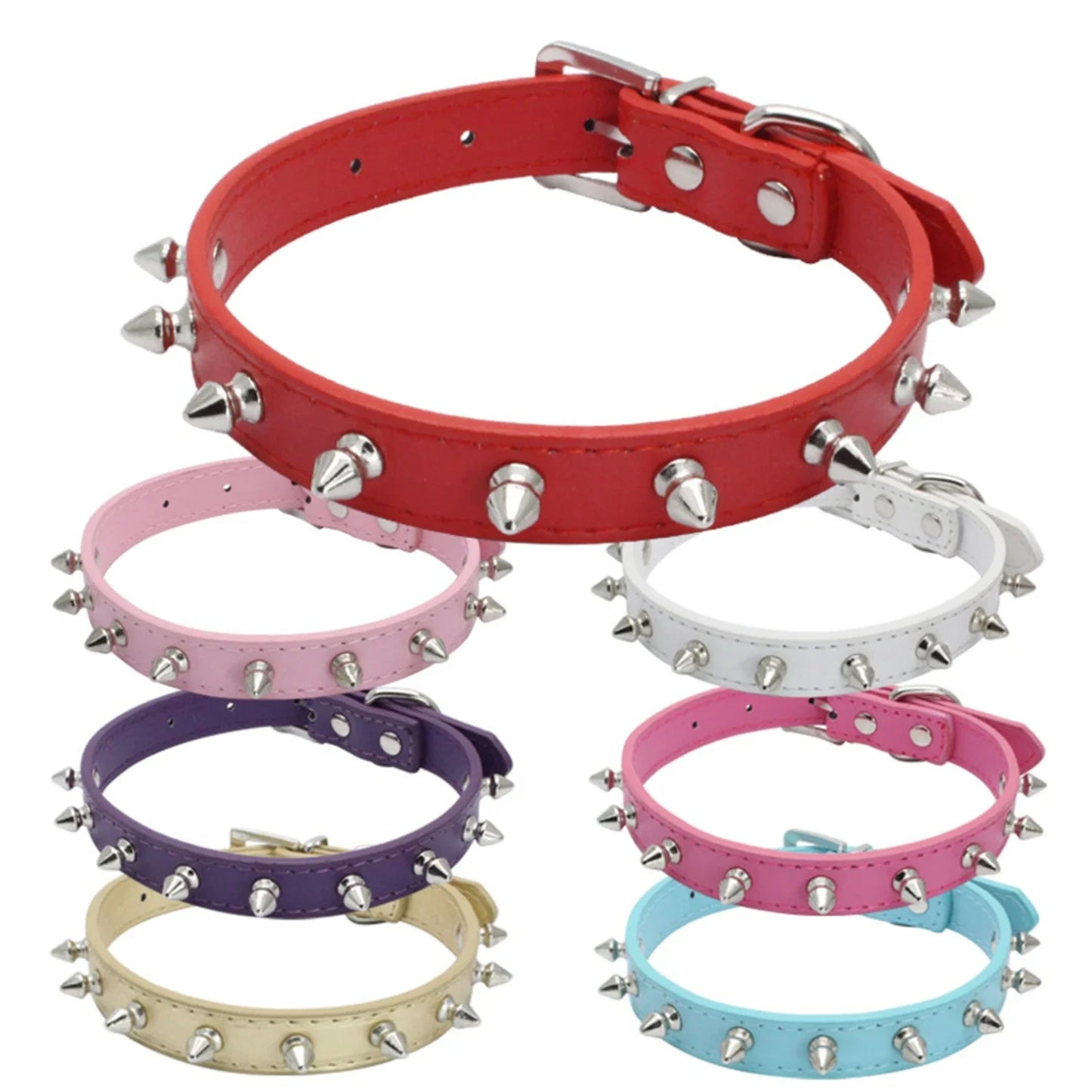 Sichuan Leather Cat Dog Collar Spiked Studded for Pets