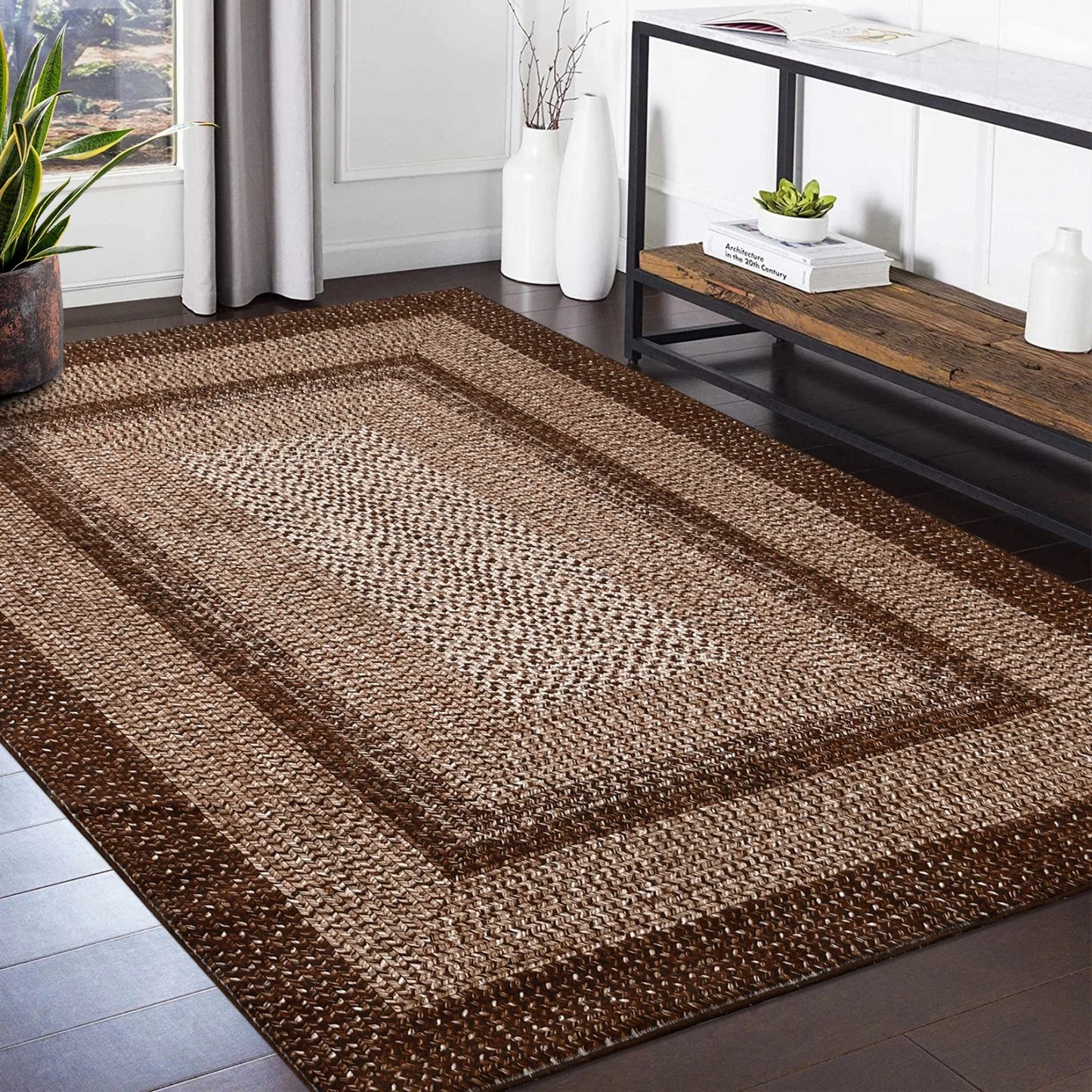 HiMISS Washable Braided Area Rug for Living Room Non Slip