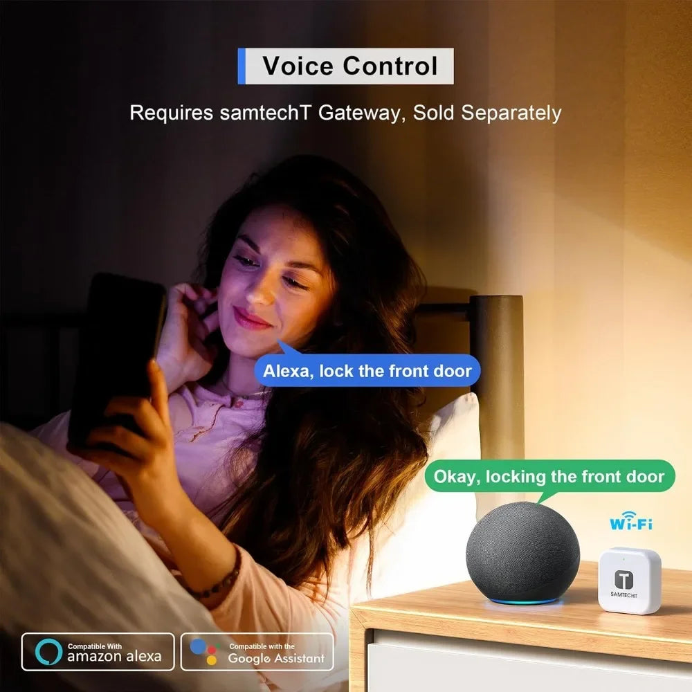Silver Keyless Entry Fingerprint Smart Lock With Code Passcode