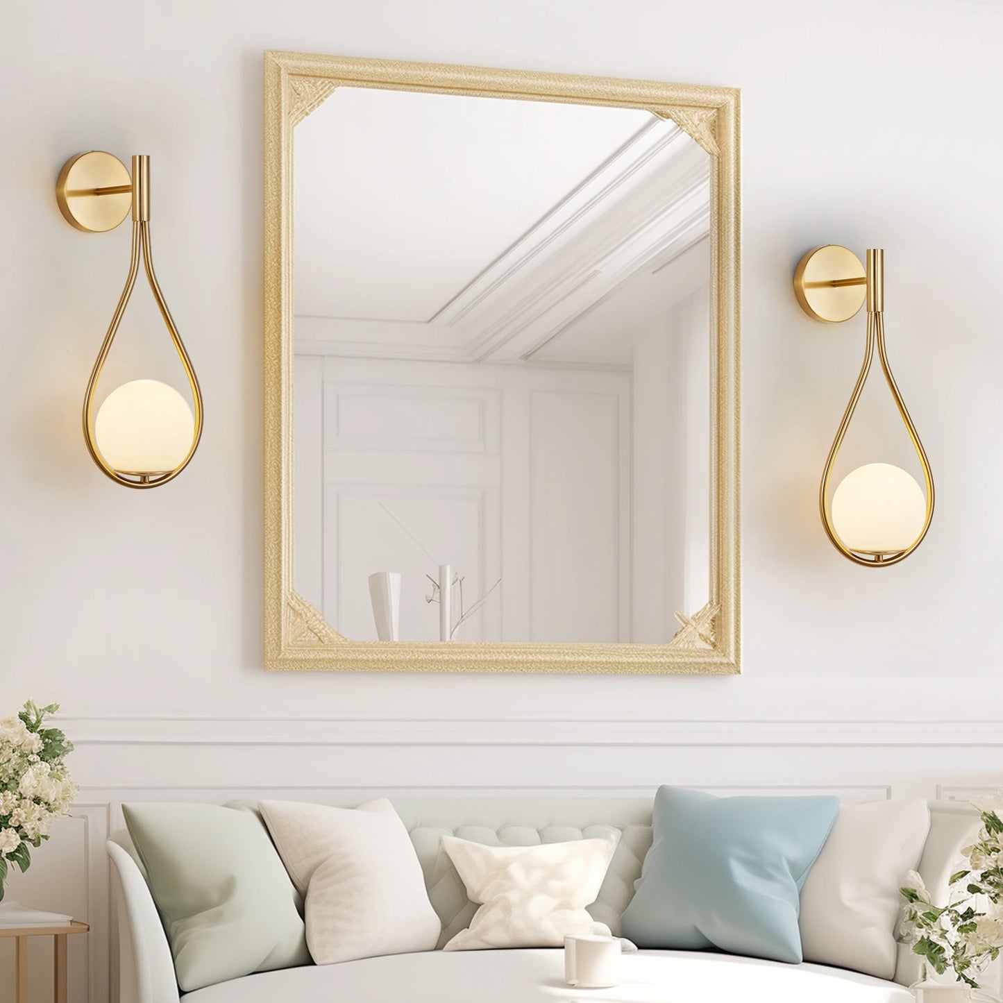 ARLGSITE Modern Wall Lamp With Frosted Glass Ball Pair