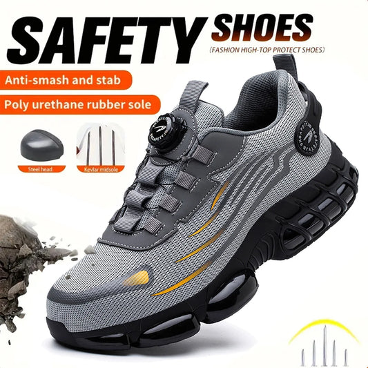 Breathable Lace Free Safety Shoes Anti Smash Anti Puncture