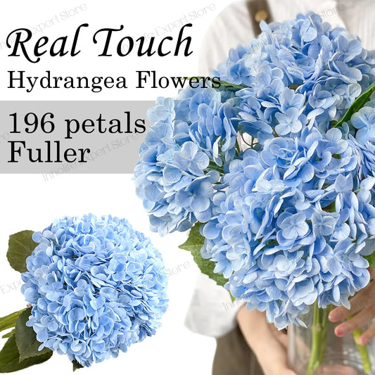 2 to 8 Pieces Artificial Hydrangeas 21 Inch Real Touch Latex Faux Hydrangea for Party Wedding Home Decor Outdoor Bouquet