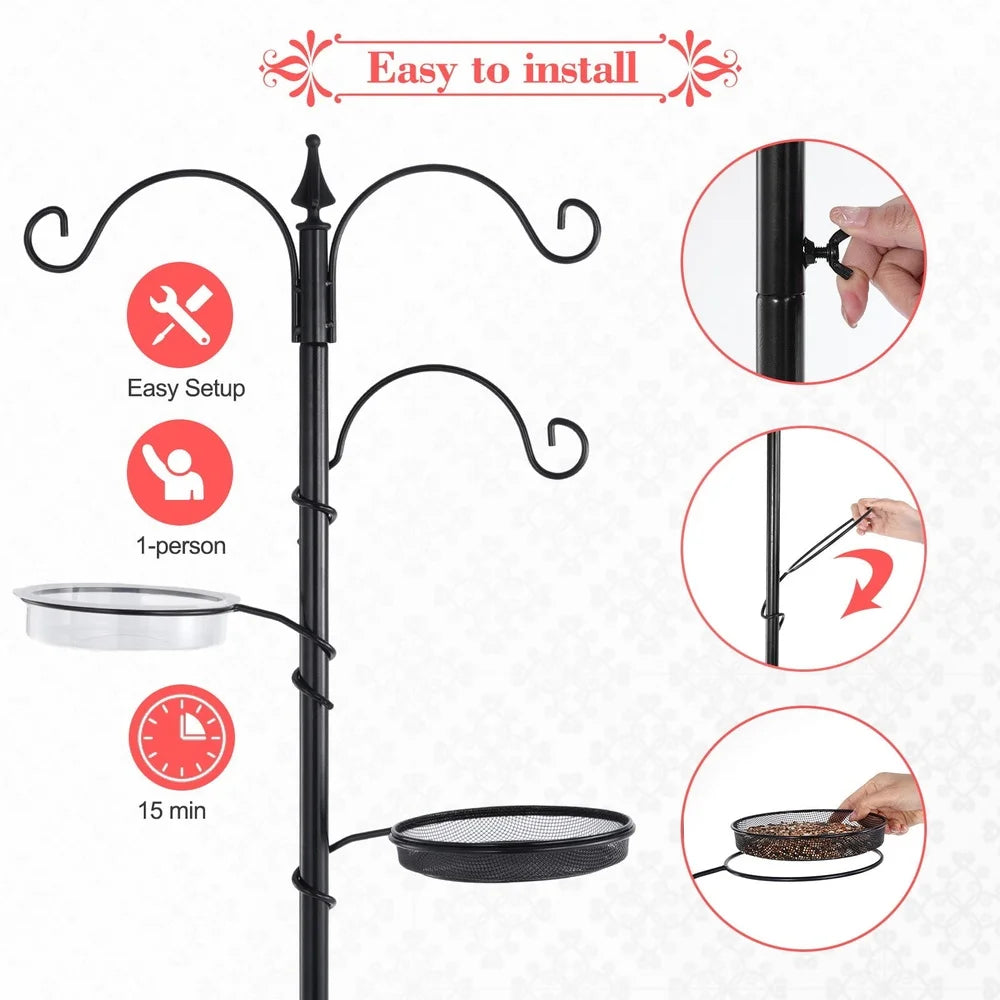 XMSJ Bird Feeding Station Kit 5 Prong Base Adjustable Hooks