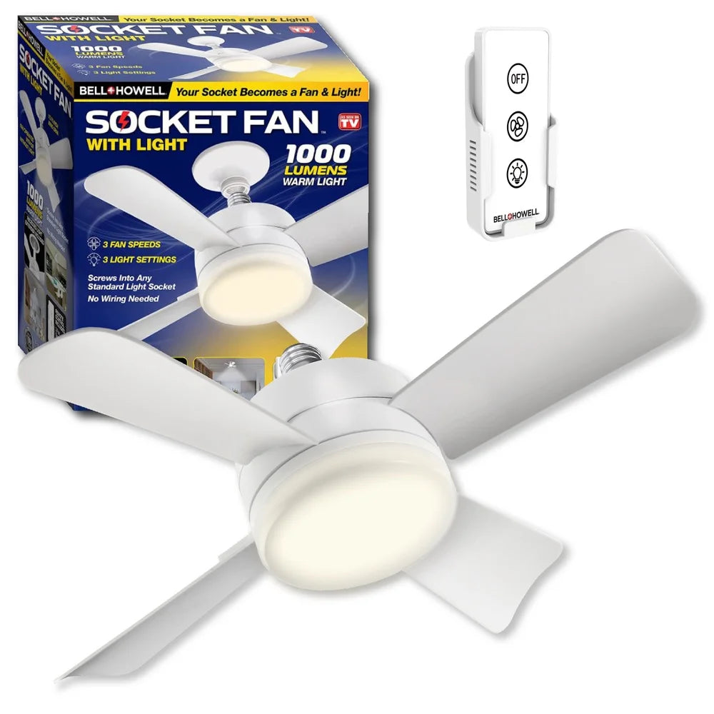 XMSJ Ceiling Fan With Light Remote Control 3 Speeds Indoor