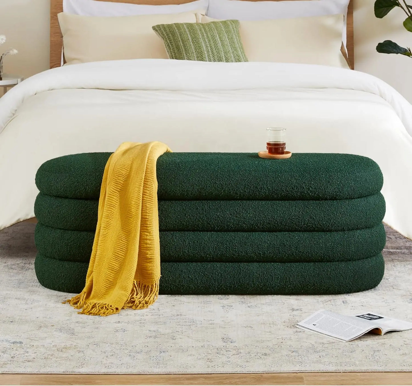 ANGDUO Fabric Storage Ottoman Bench for Home Organization