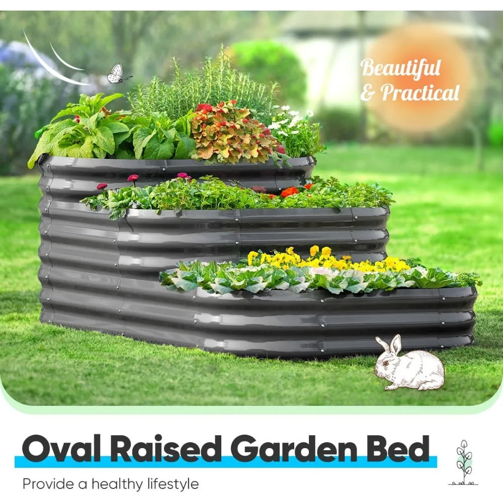 Quictent Galvanized Tiered Raised Garden Bed Kit for Outdoor Plants