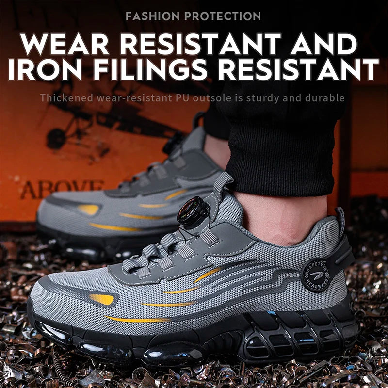 Breathable Lace Free Safety Shoes Anti Smash Anti Puncture