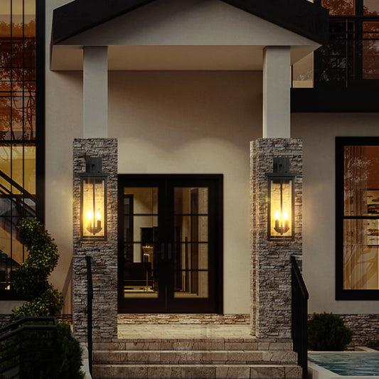 Outdoor Wall Lantern Dusk To Dawn Sensor Matte Black Finish