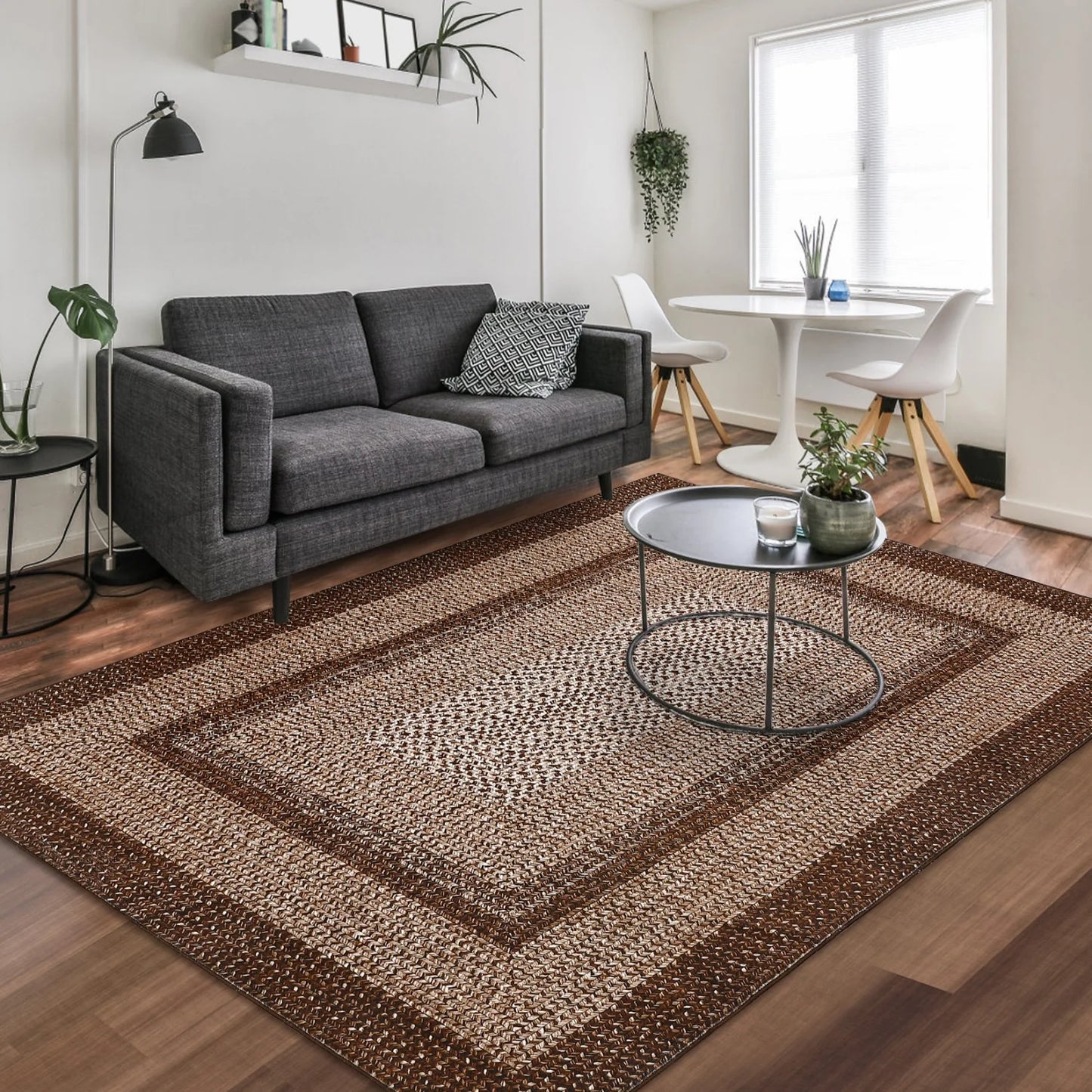 HiMISS Washable Braided Area Rug for Living Room Non Slip