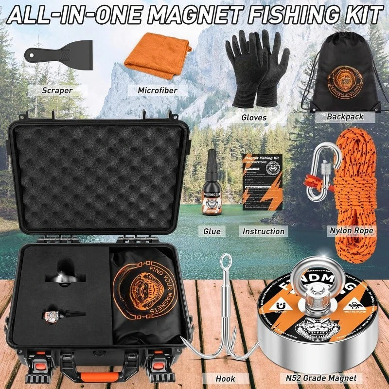 Strong Fishing Magnet Kit with Carry Case and Accessories