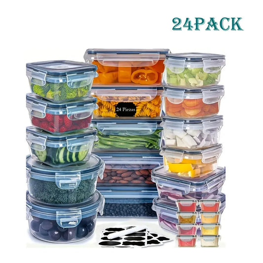 24pcs Reusable Kitchen Storage Container Set with Flip Lids